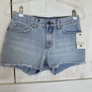 NEW Billabong‎ Drift Away Women's Size 25 Light Blue Frayed Cutoff Denim Shorts